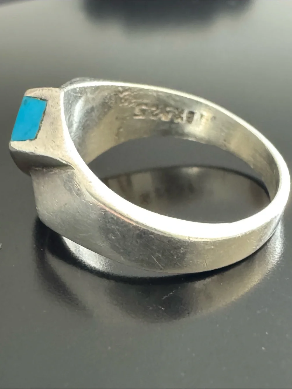 Taxco Sterling Silver Turquoise Ring - Size 6 - Modernist